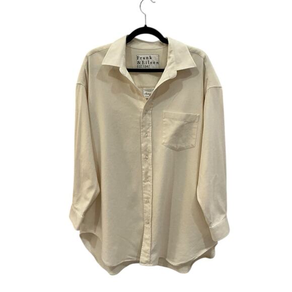 Frank & Eileen Mackenzie Italian Flannel Oversized Shirt Winter White One Size - Picture 5 of 13